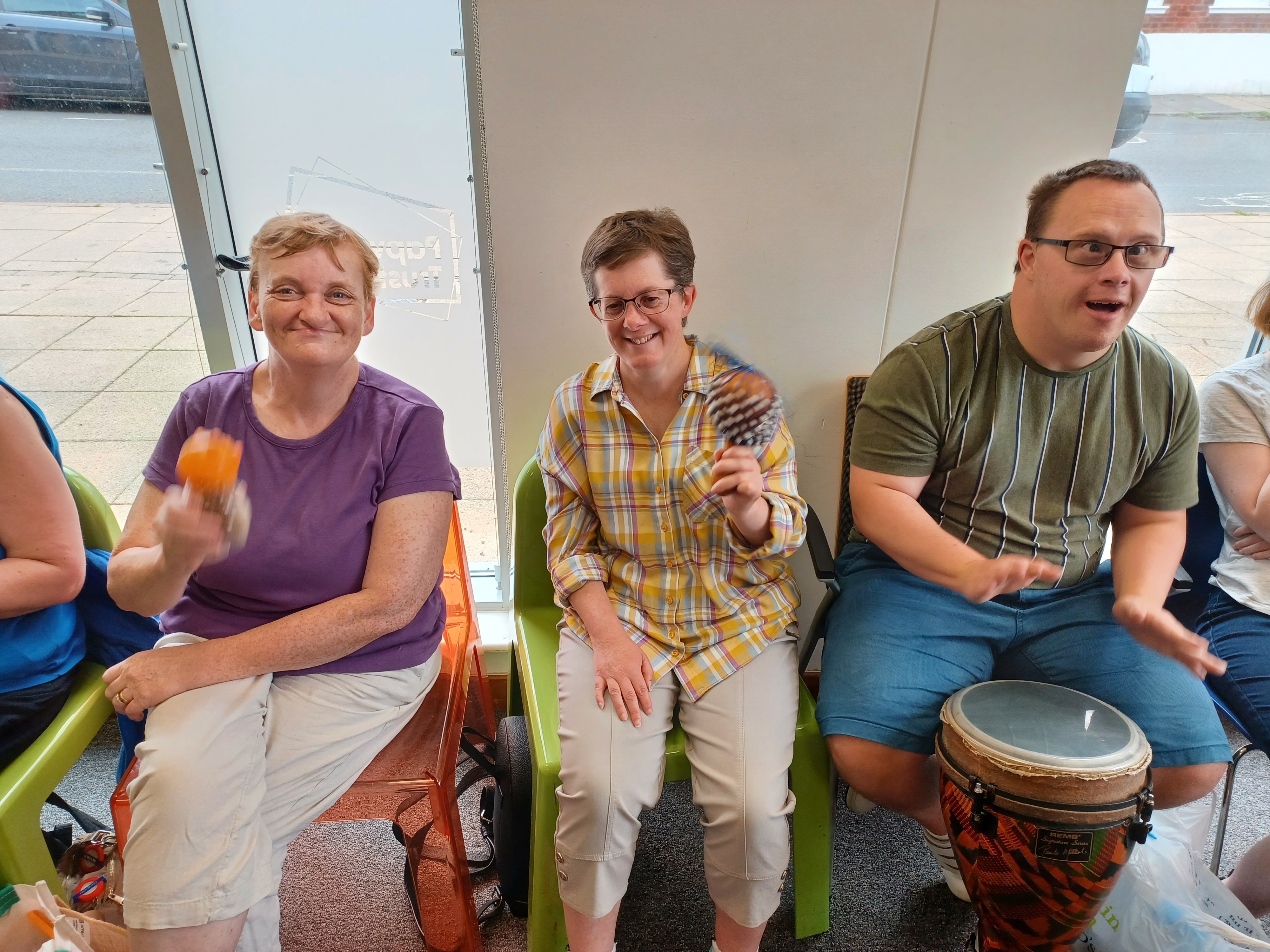 customers having a good time with musical instruments