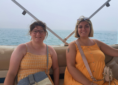 Customers on a boat at sea